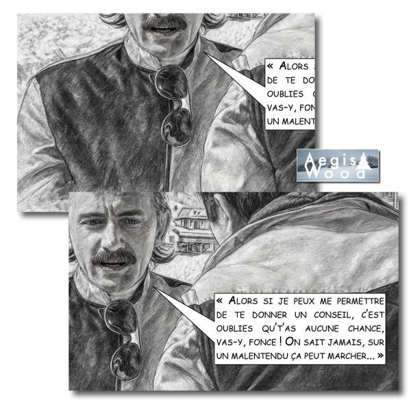 Affiche 45x30cm « Sur un malentendu, ça peut marcher » : style dessin au crayon d'une réplique culte des Bronzés font du ski