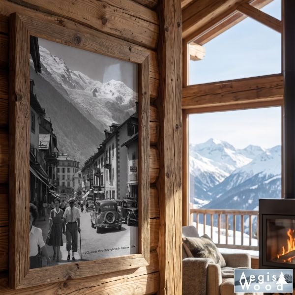 Affiche Chamonix Mont-Blanc 1940 – Glacier des Bossons – Photo Noir et Blanc Vintage – Poster Montagne Rétro 30x45
