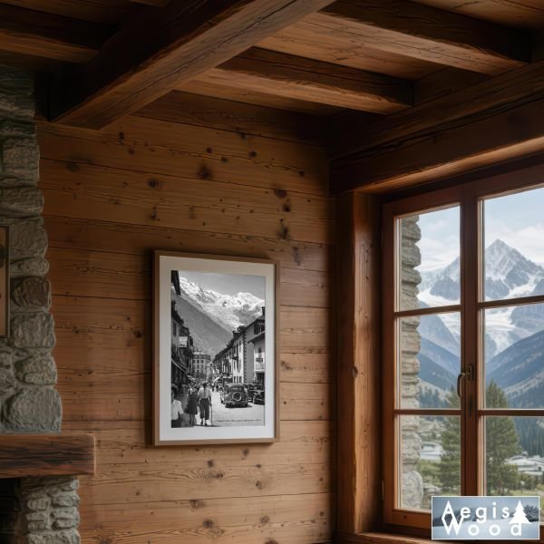 Affiche Chamonix Mont-Blanc 1940 – Glacier des Bossons – Photo Noir et Blanc Vintage – Poster Montagne Rétro 30x45