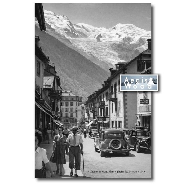 Affiche Chamonix Mont-Blanc 1940 – Glacier des Bossons – Photo Noir et Blanc Vintage – Poster Montagne Rétro 30x45