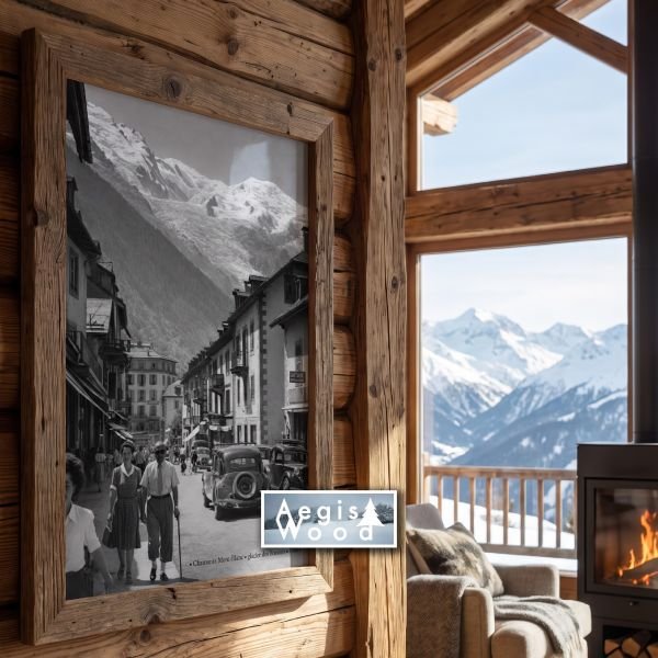 Affiche Chamonix Mont-Blanc 1940 – Glacier des Bossons – Photo Noir et Blanc Vintage – Poster Montagne Rétro 30x45