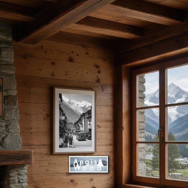 Affiche Chamonix Mont-Blanc 1940 – Glacier des Bossons – Photo Noir et Blanc Vintage – Poster Montagne Rétro 30x45