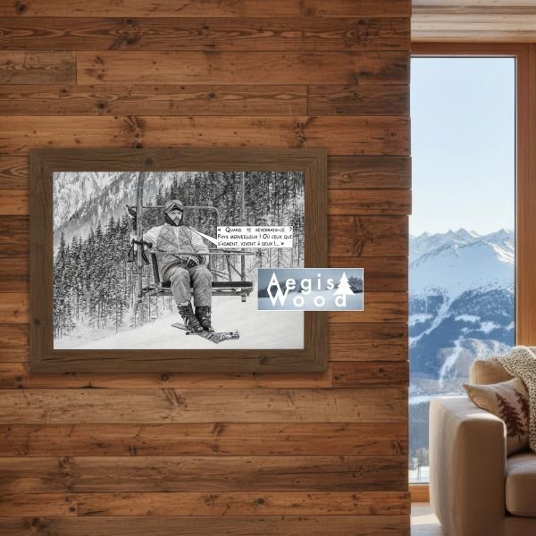 Affiche Les Bronzés font du ski : « Quand te reverrais-je ? Pays merveilleux ! », poster télésiège vintage style dessin au crayon, 30x45 cm