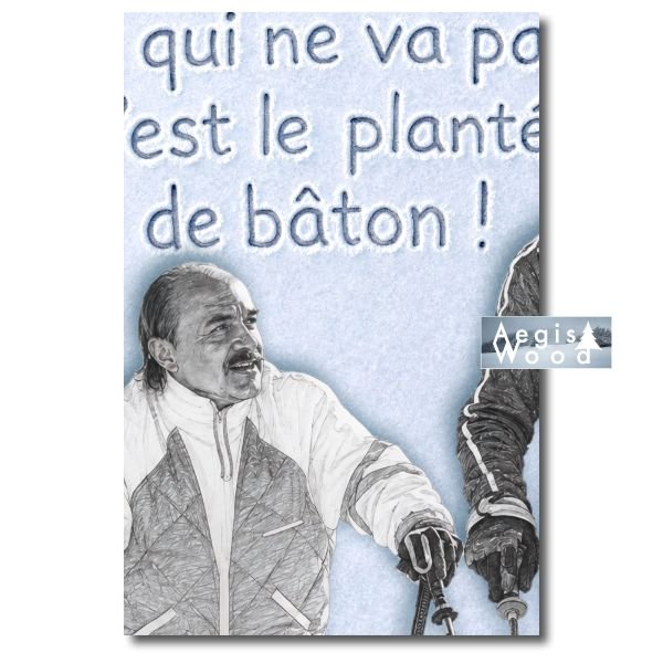 Affiche 30x45 cm encadrée sur un mur de chalet