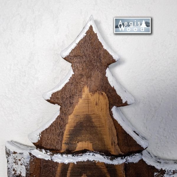 Cadre Photo Bois Sapin Enneigé 10x15 cm – Croûte de Pin Rustique – Déco Chalet Montagne Savoie – H44 x L24 cm