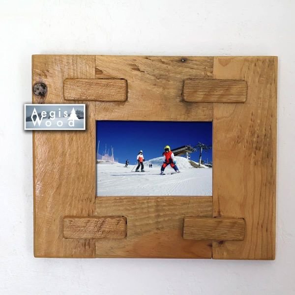 Cadre photo en bois style montagnard rustique pour photo 10x15cm verticale horizontale. Réalisation unique !