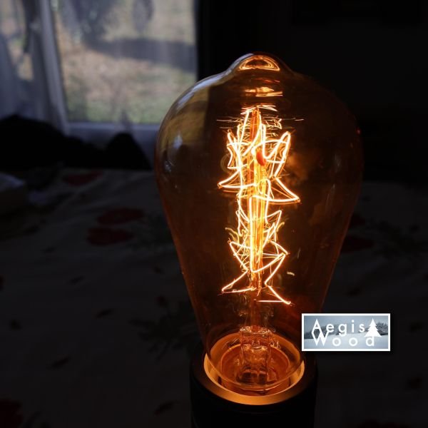 Lampe Montagne Rabot Ancien & Ski Vintage, Ampoule Édison, Flocons Pyrogravés, Déco Chalet Savoie, H 30cm x L 33cm x P 10cm