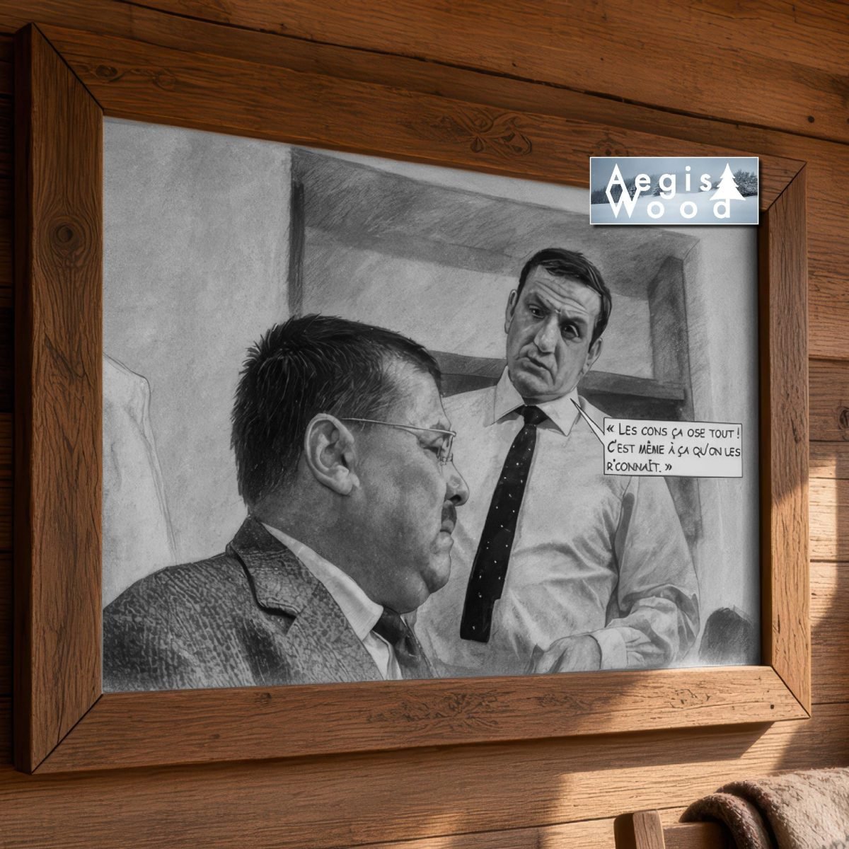 Les cons, ça ose tout ! Affiche Les Tontons flingueurs, réplique culte d'Audiard, style dessin crayon noir et blanc 30x45 cm