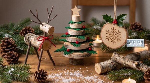 Lot de 33 petits rondins de bouleau naturel ~10 cm, diamètres 1,5 à 5 cm, bois avec écorce pour loisirs créatifs, déco de Noël...
