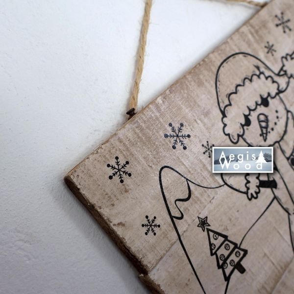 Pancarte bois Noël recto verso Bonhomme de neige – Décoration murale rustique hiver chalet – Plaque bois blanchi 29,5 x 20,5 cm