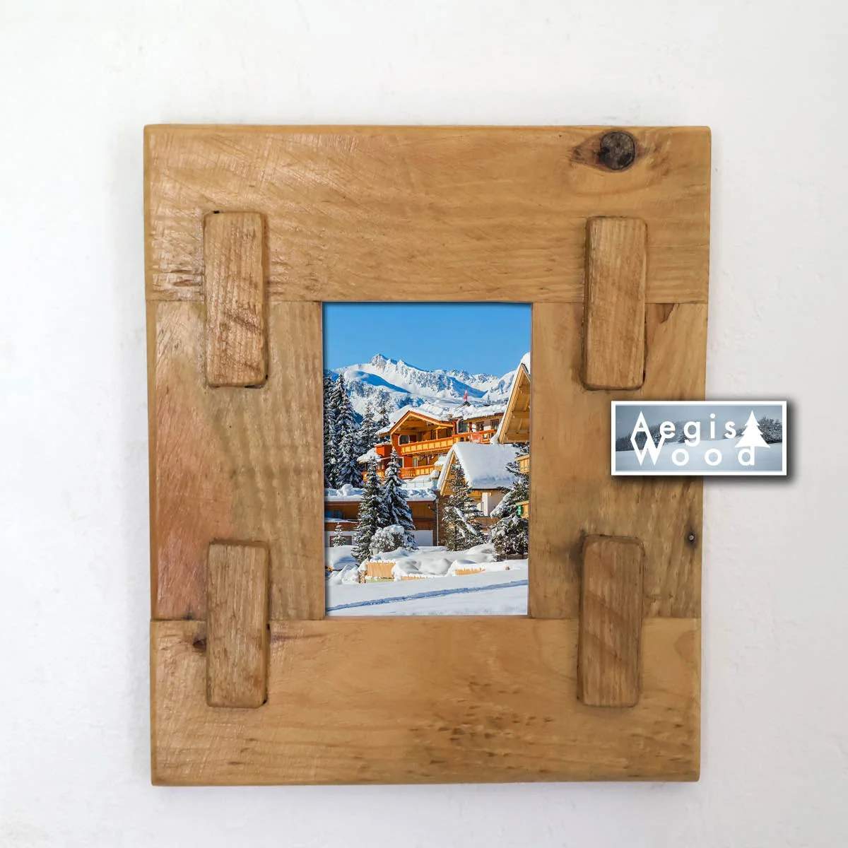 Cadre photo en bois style montagnard rustique pour photo 10x15cm verticale horizontale