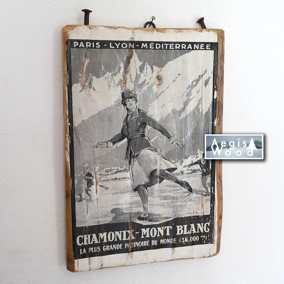 Reproduction sur bois : Chamonix Mont-Blanc France - Winter Sports - Paris-Lyon-Mediterrannee