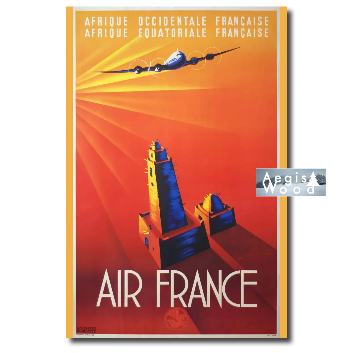 Affiche (reproduction) Air France Afrique Occidentale & Équatoriale Française par Maurus, 1946