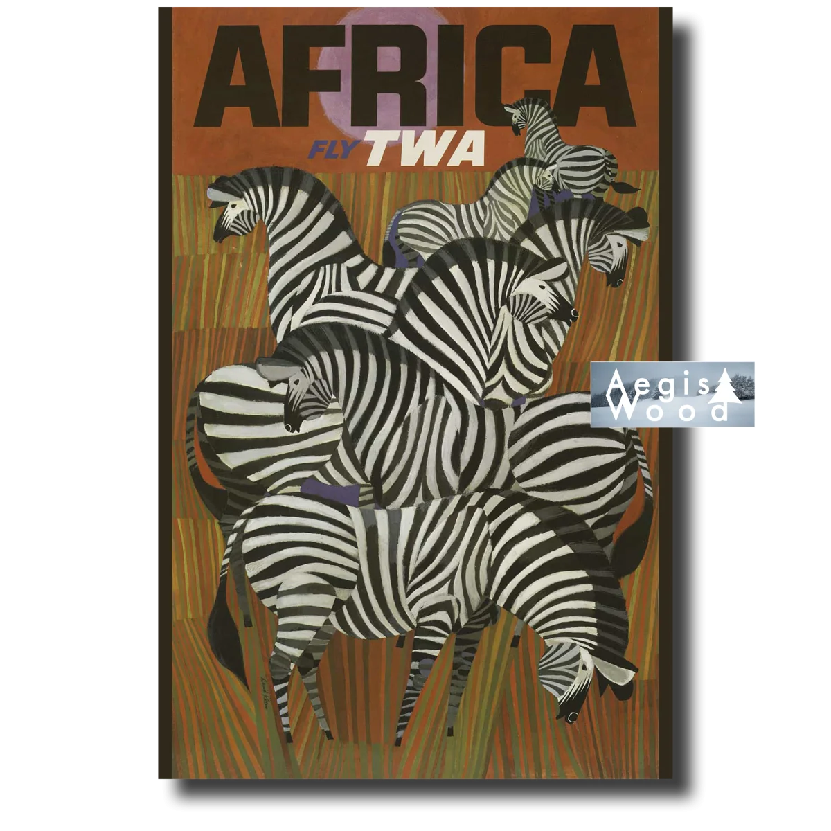 Affiche (reproduction) Africa - Fly TWA par David Klein, c.1960, zèbres