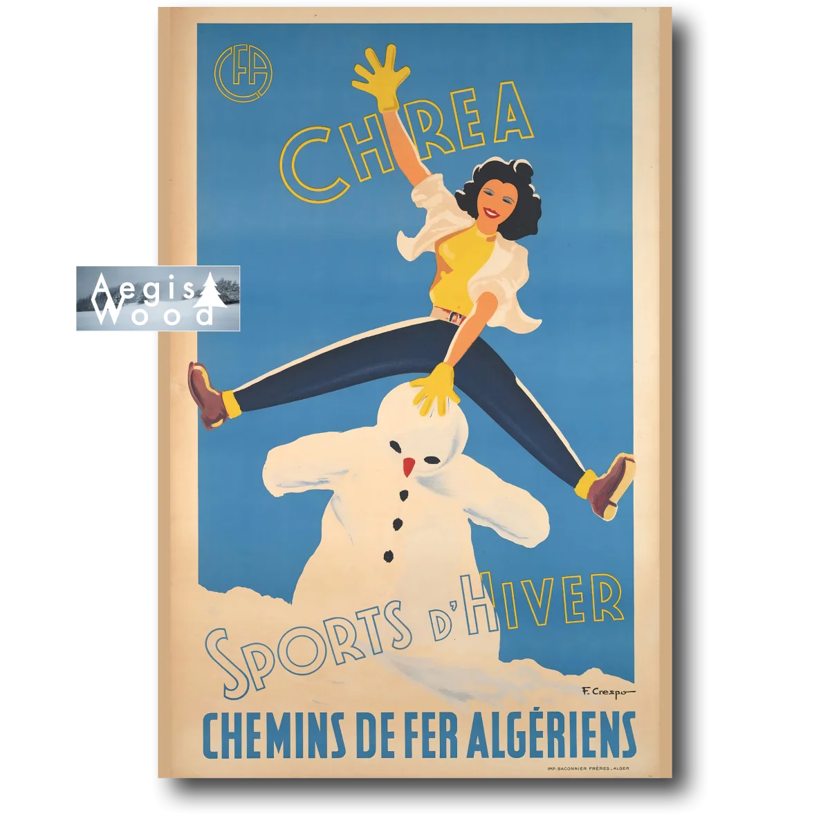Affiche rétro Le Ski Sous le Soleil d'Alger 1950 (reproduction) 
