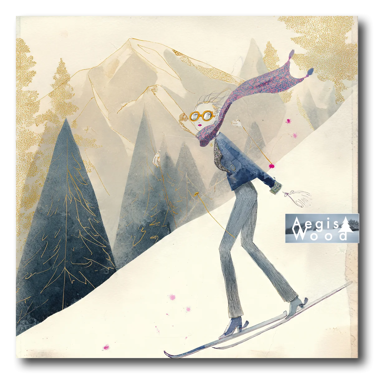 Affiche Élégance alpine : Échappée poétique à ski