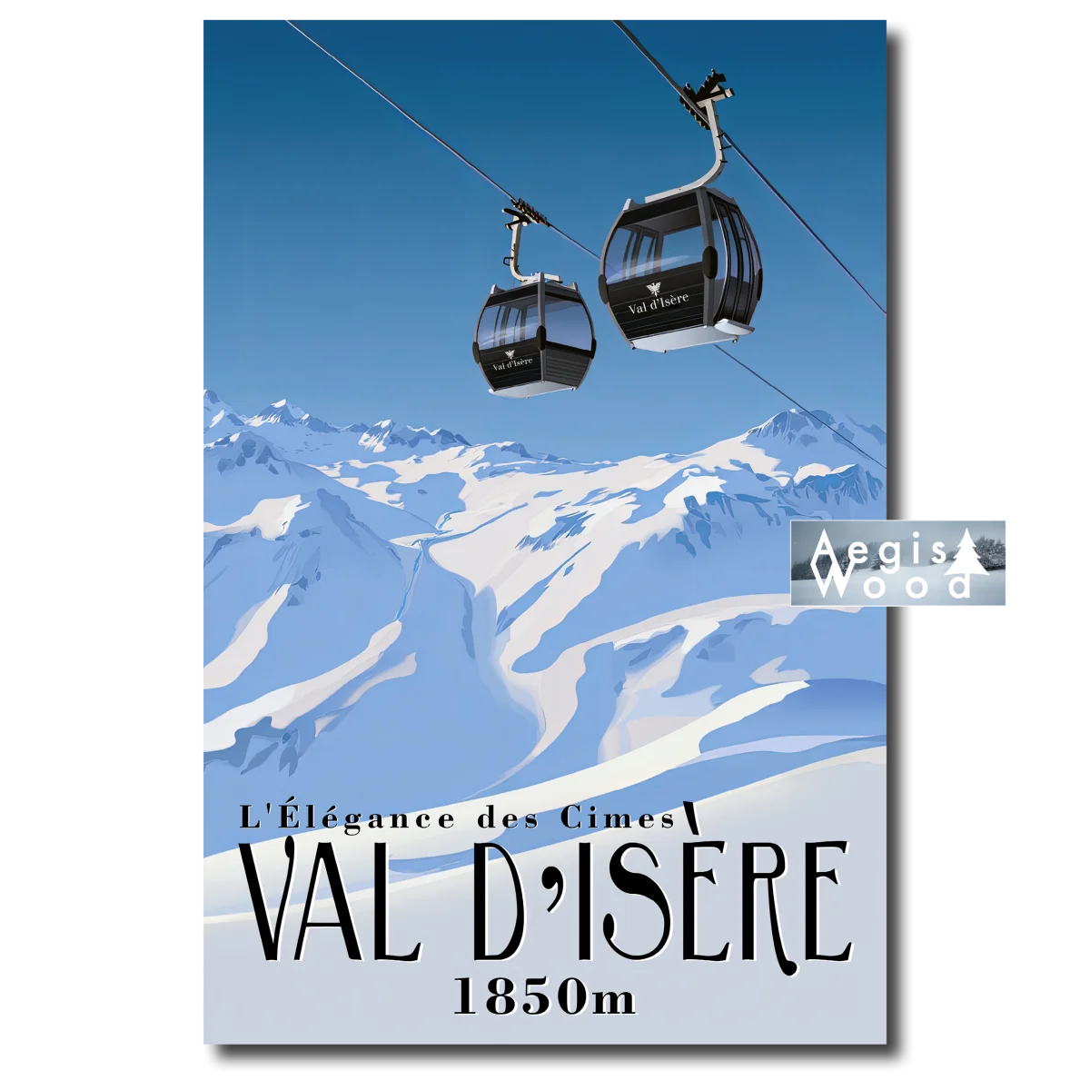 Affiche Val d'Isère 1850m - L'Élégance des Alpes en Télécabine