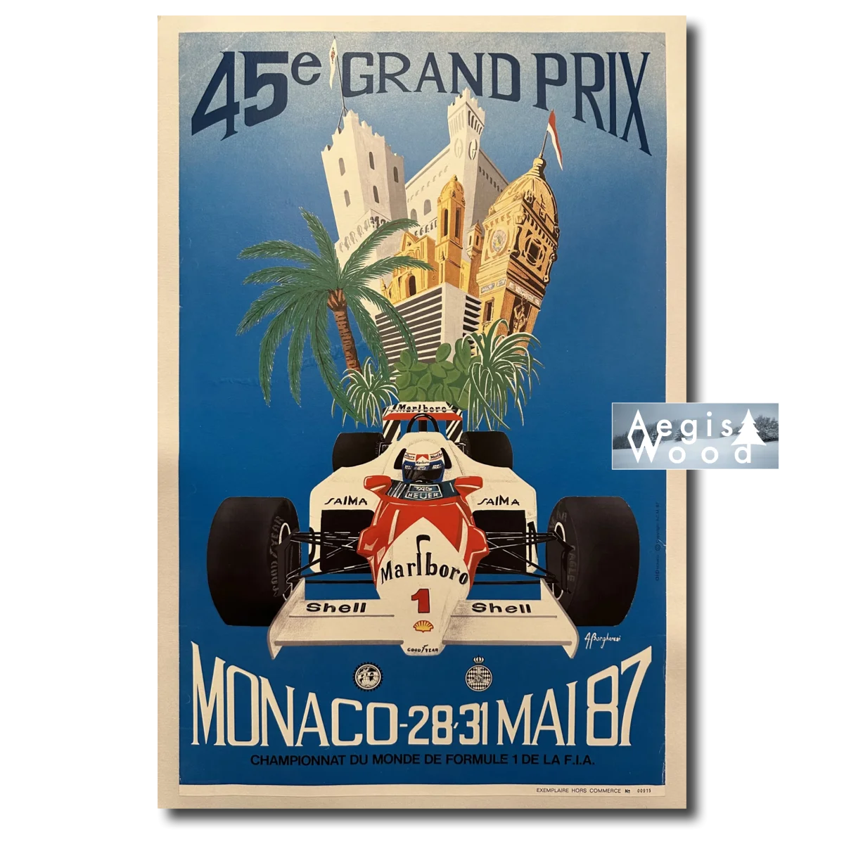Affiche 45e Grand Prix de Monaco 1987 (reproduction) La Formule 1, e Ciel de la Principauté