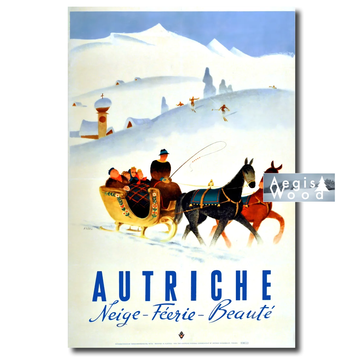 Affiche (reproduction) Autriche - Neige, Féerie, Beauté par Hermann Kosel, 1947