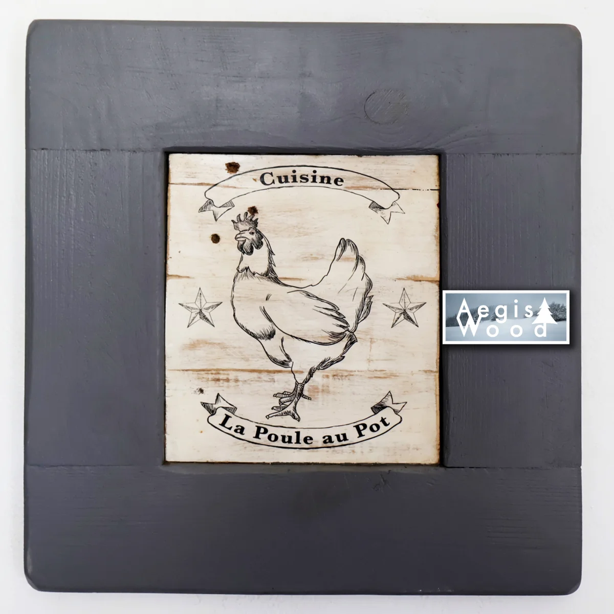 Tableau sur bois - cuisine, coq, Poule au Pot