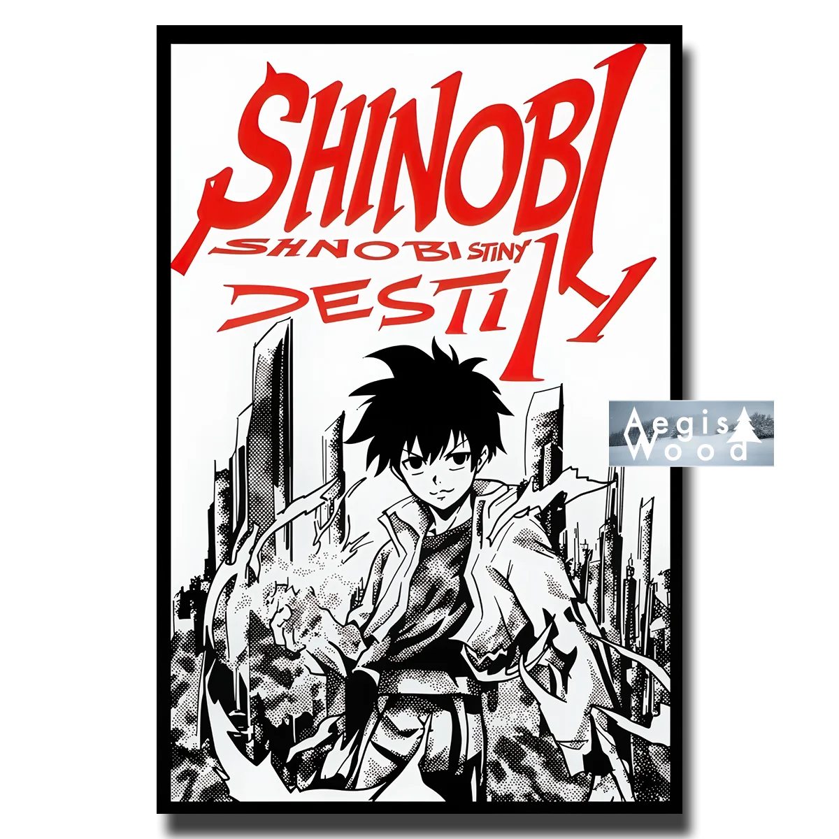 Affiche Manga Shinobi Destiny - Style Manga Noir et Blanc