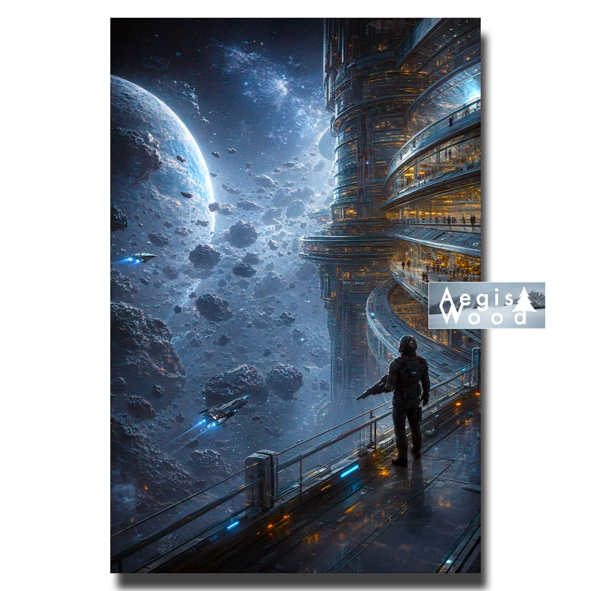 Affiche Space Station Futuriste Science-Fiction Épique