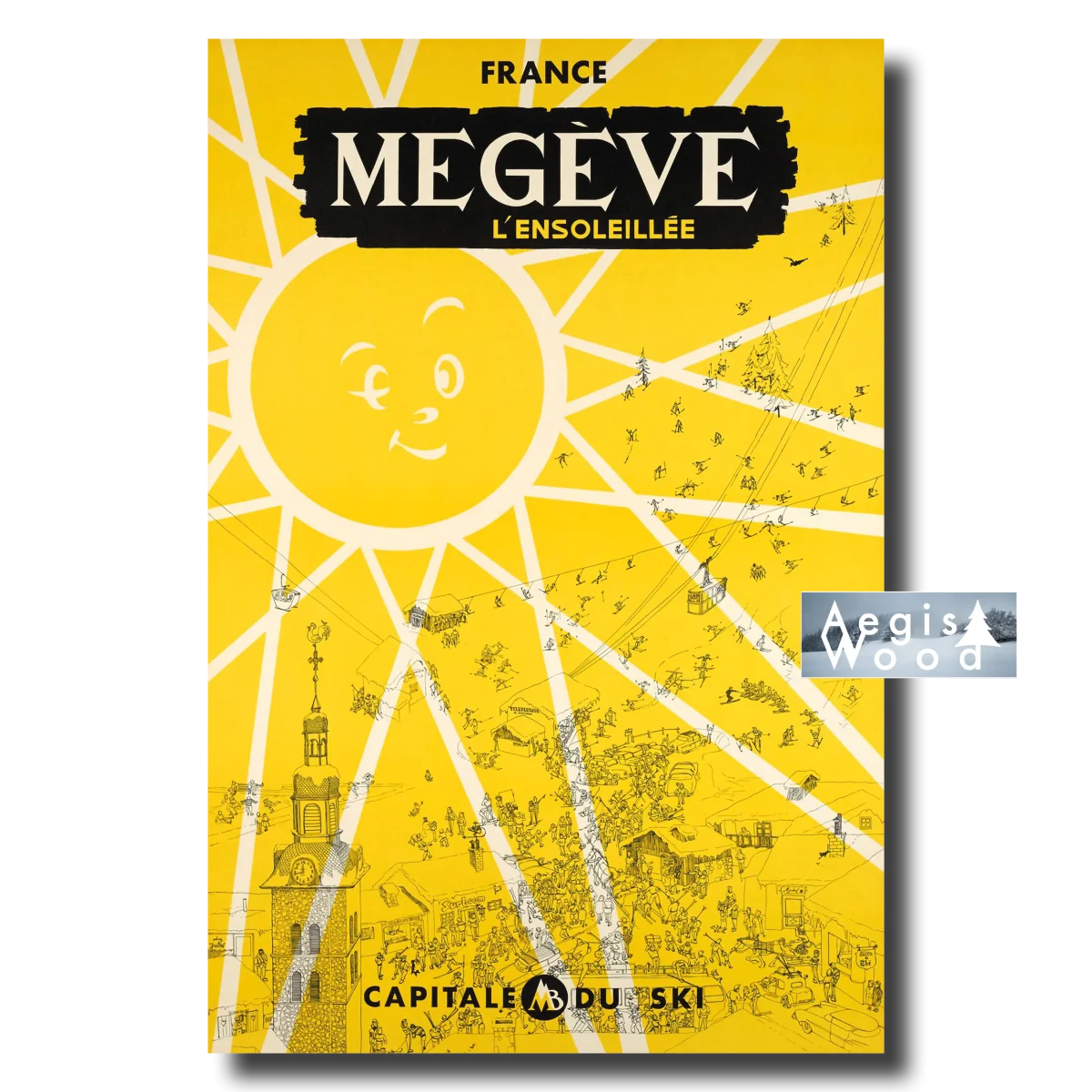 Affiche « Megève l’Ensoleillée » — Y. Laty, 1959 (reproduction)