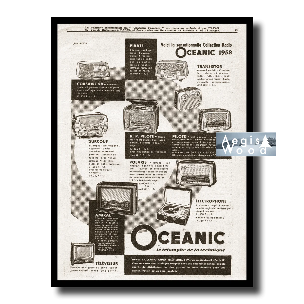 Affiche (reproduction) Collection Radio Oceanic 1958 - Havas, Pirate, Corsaire, Pilote, France