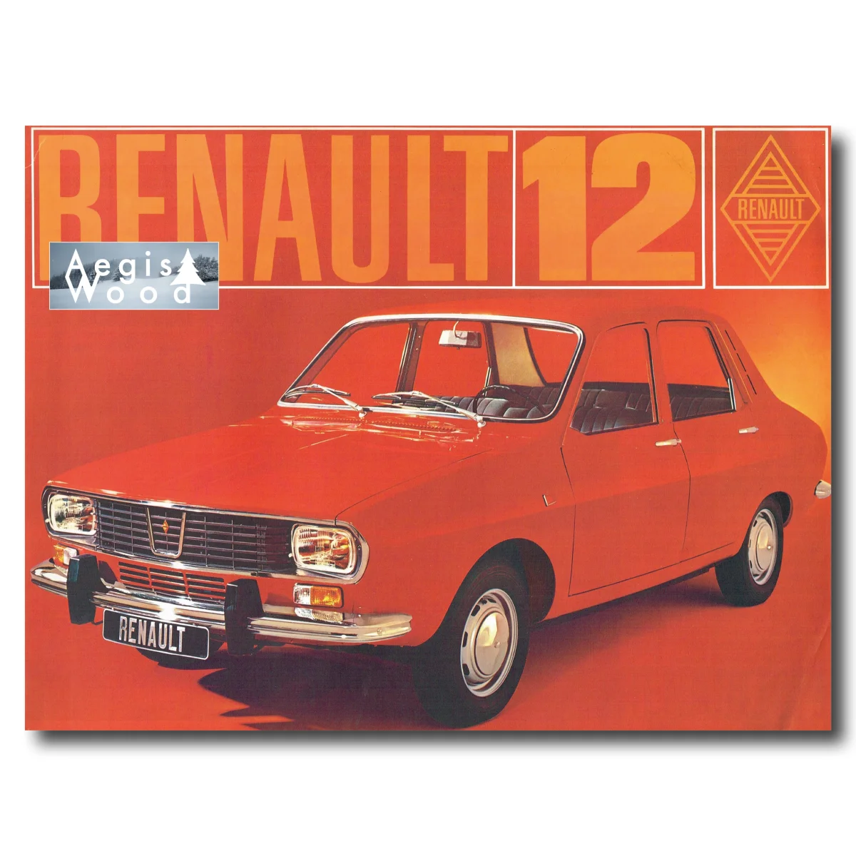 Affiche (reproduction) Renault 12 - Publicité vintage orange années 1970, lancement 1969