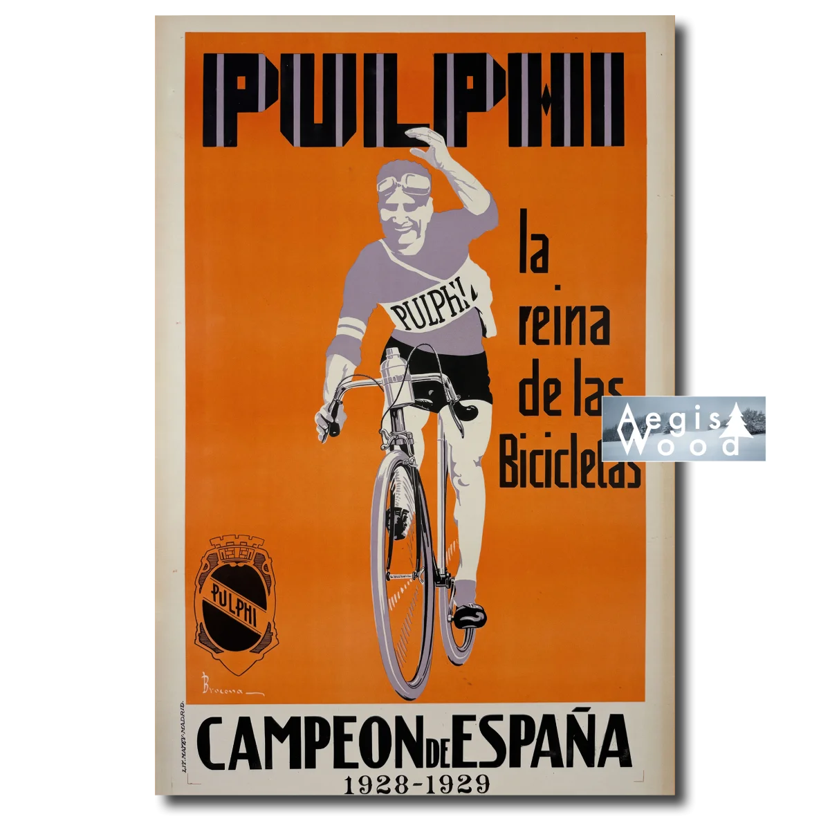 Affiche (reproduction) Pulphi Campeon de España - Brocona 1929, vélo course cyclisme Espagne