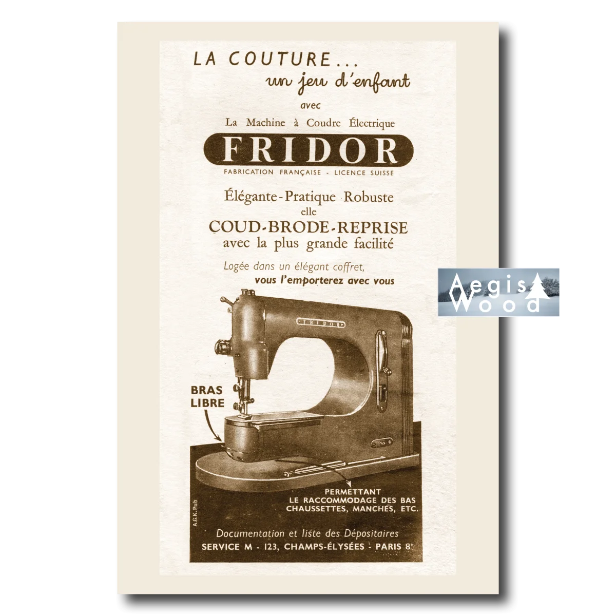Affiche (reproduction) Fridor Machine à Coudre Électrique - Française, années 1950