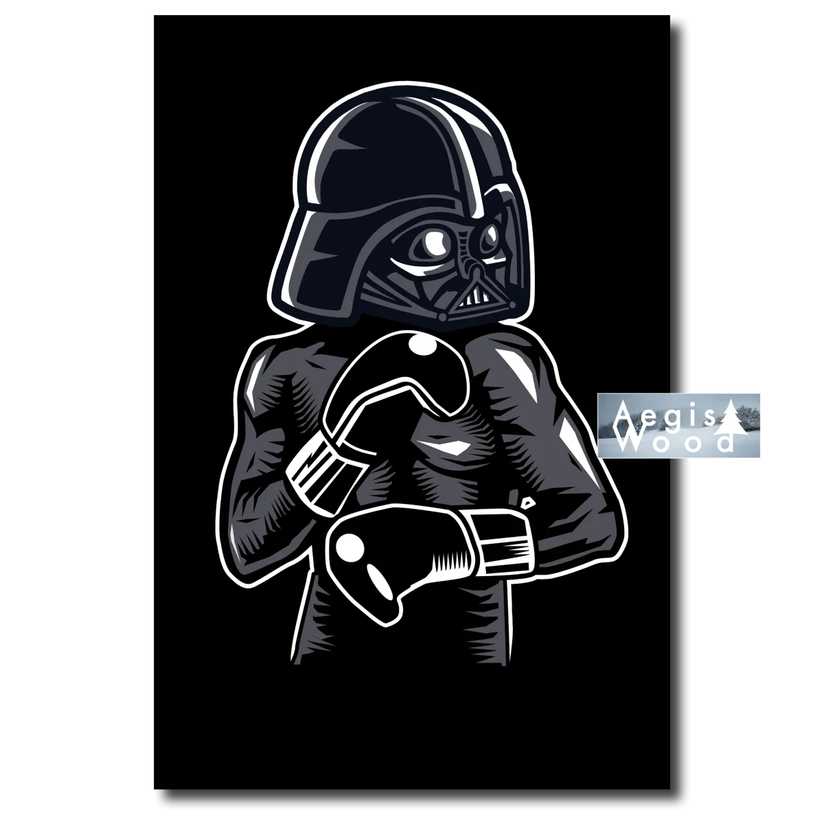 Affiche caricature Dark Vador avec des gants de boxe. Star Wars