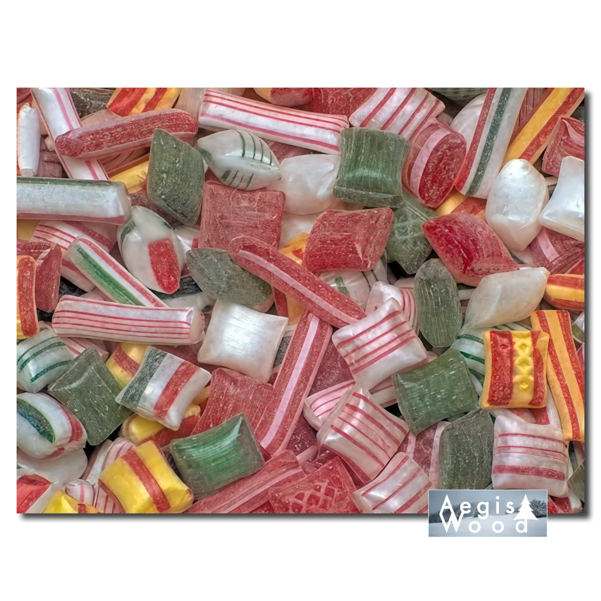 Bonbons durs de Noël rayés à l'ancienne, photographie macro colorée