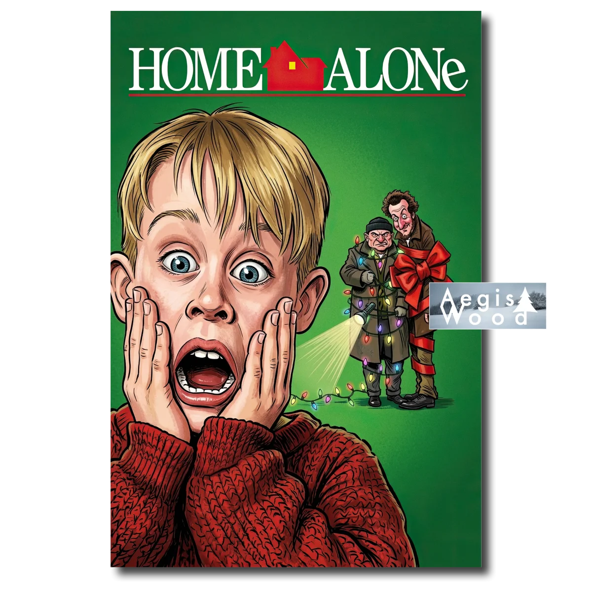 Affiche (reproduction) — Home Alone, Maman j'ai raté l'avion, comédie de Noël, caricature 1990