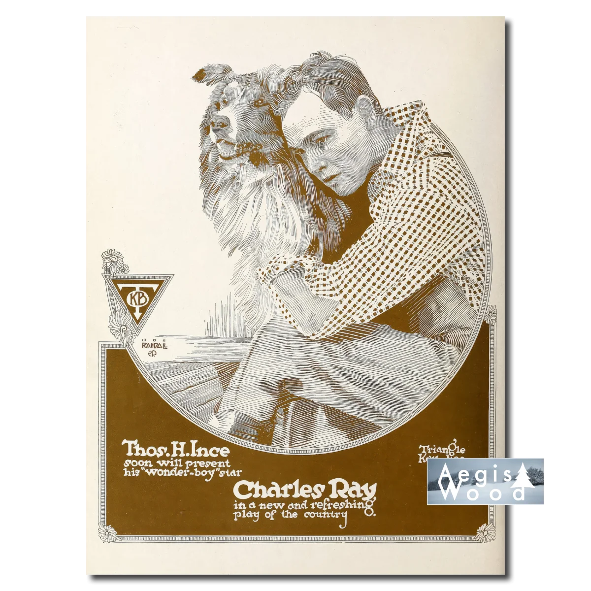 Affiche (reproduction) — Charles Ray, star du cinéma muet, publicité Triangle Kay-Bee, vers 1916