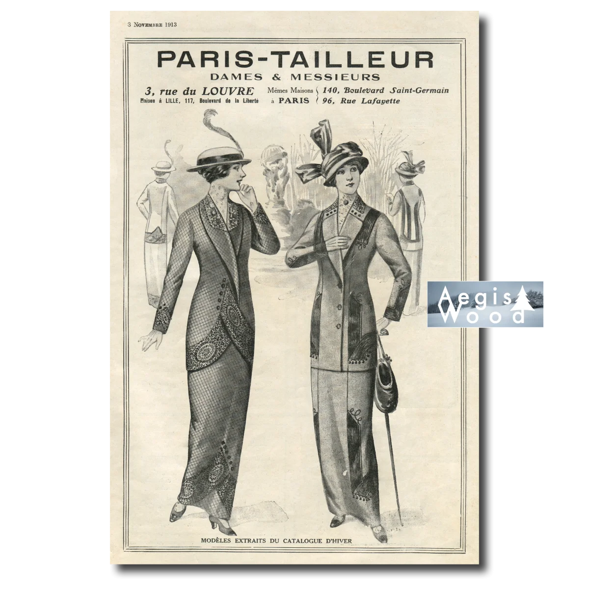 Affiche (reproduction) — Élégantes parisiennes en tenue d'hiver, 3 novembre 1913