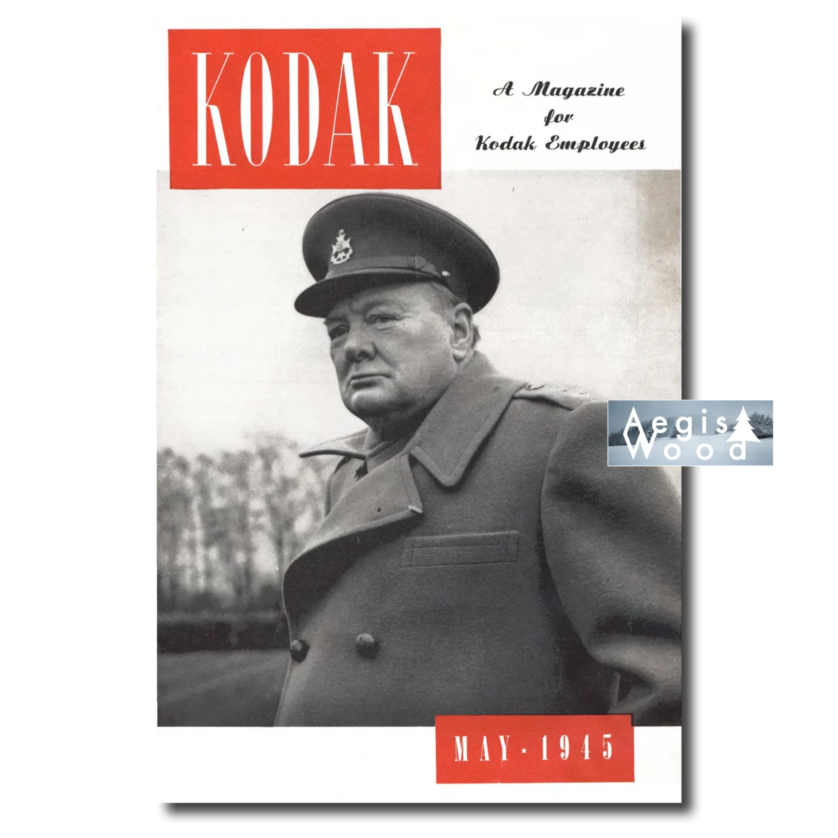 Affiche (reproduction) — Winston Churchill en uniforme, couverture de magazine, mai 1945