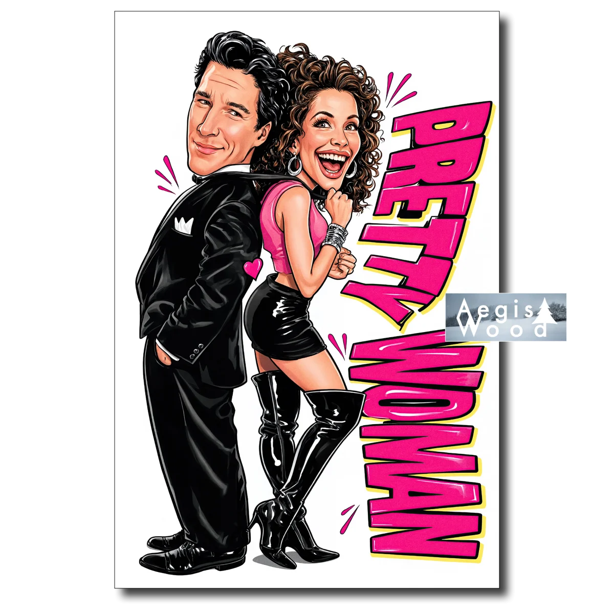 Affiche — caricature d'un couple glamour des années 90 : Pretty Woman