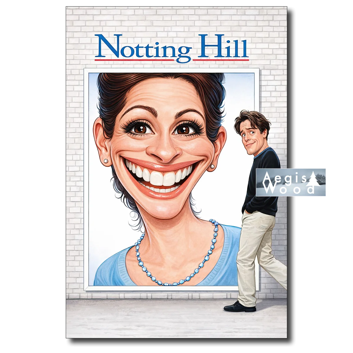 Affiche — caricature affiche du film "Notting Hill" - Julia Roberts - Hugh Grant - Rhys Ifans