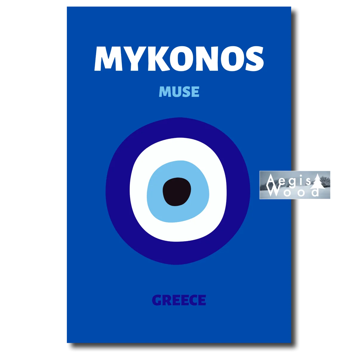 Affiche "Mykonos" Œil Grec Bleu Minimaliste