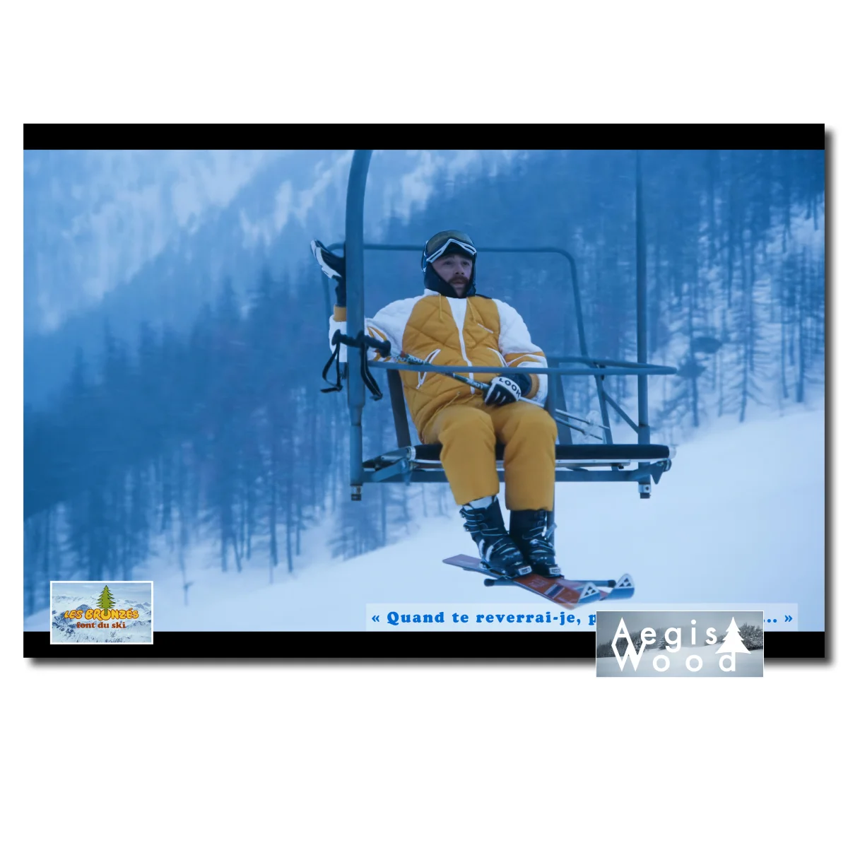 Affiche (reproduction )"Les Bronzés font du ski" Scène du Télésiège 