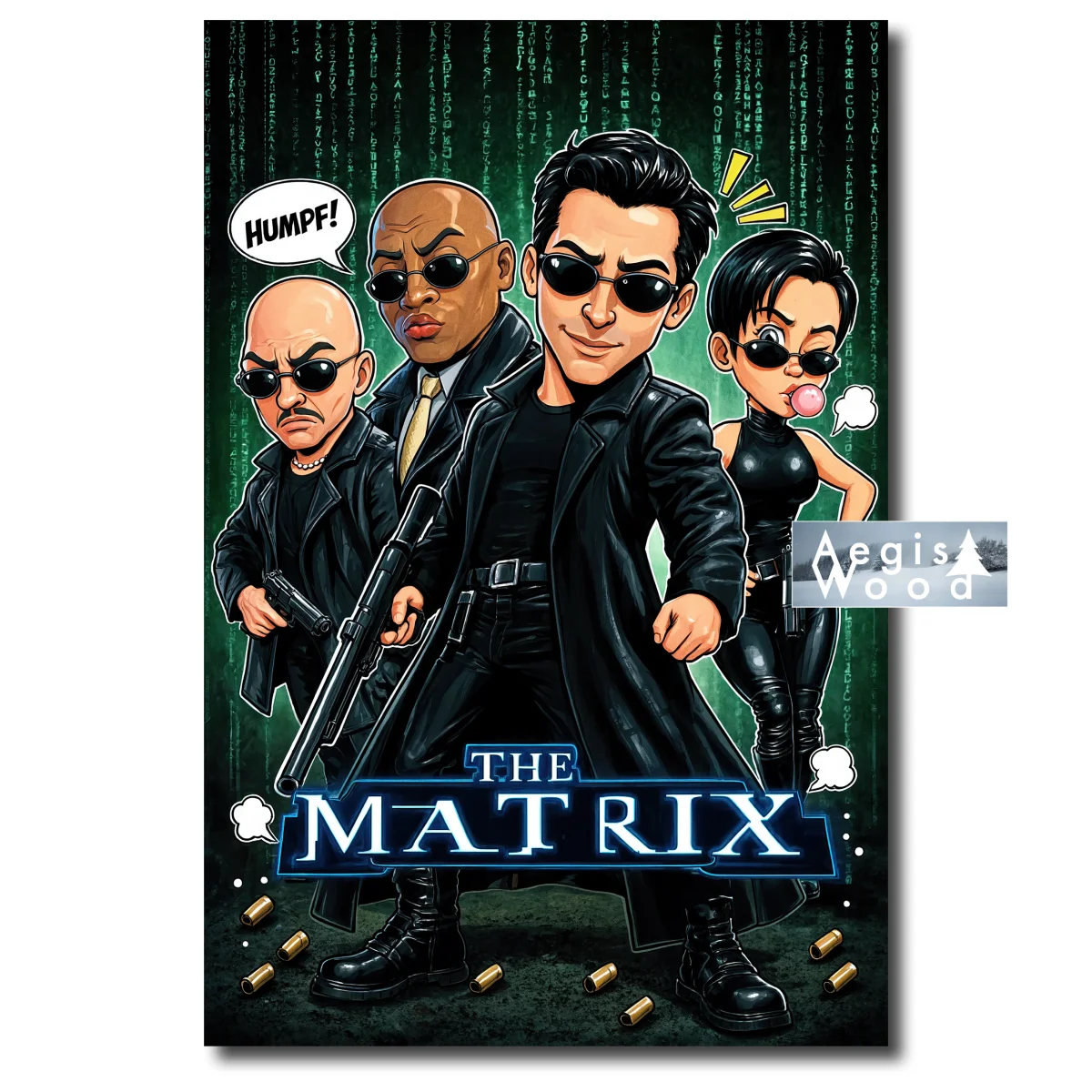 Affiche — caricature affiche du film The Matrix Carrie-Anne Moss Keanu Reeves