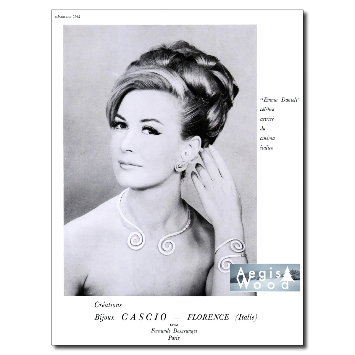 Affiche (reproduction) Publicité Vintage Bijoux Cascio 1965