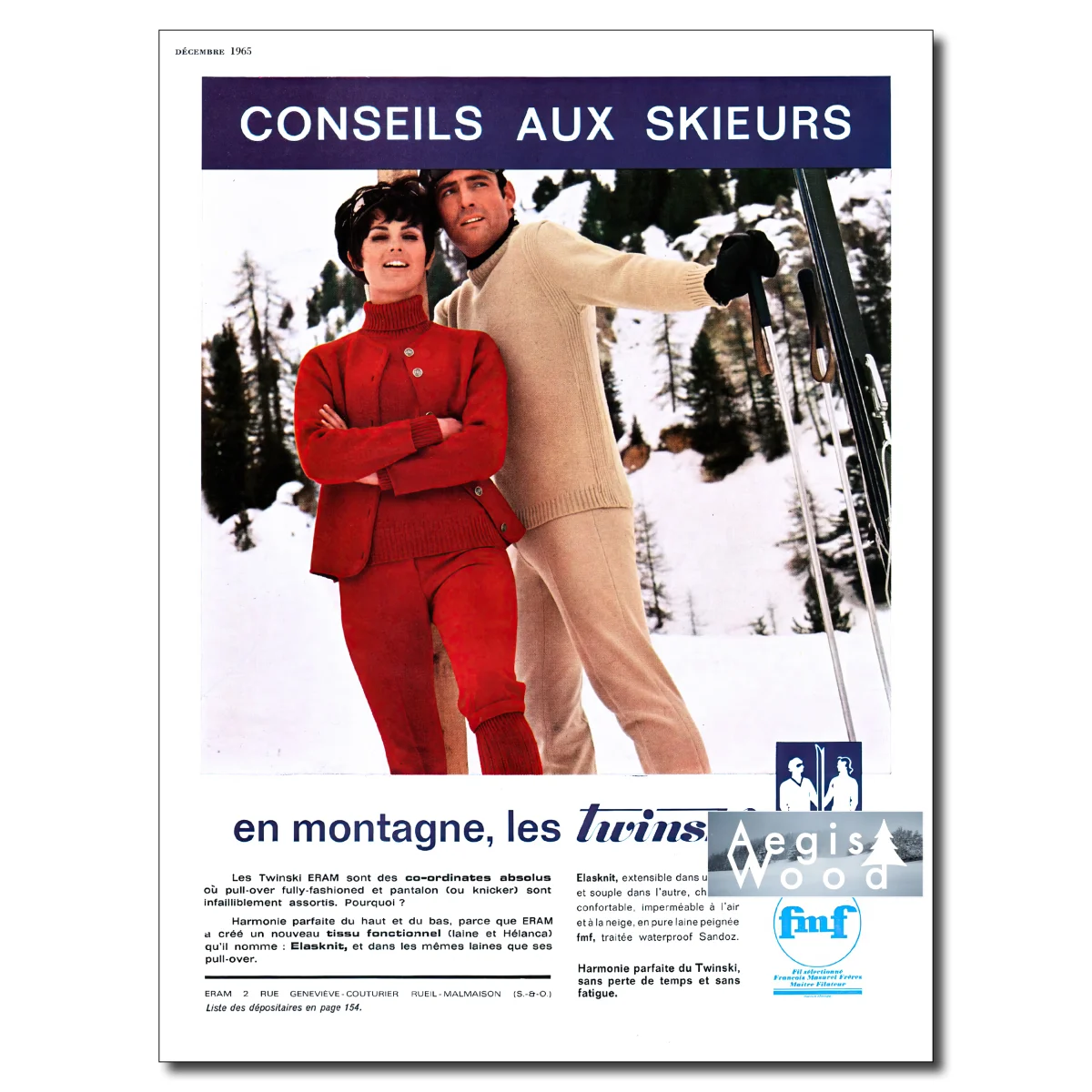 Affiche (reproduction) Publicité Vintage "Twinski" Eram 1965