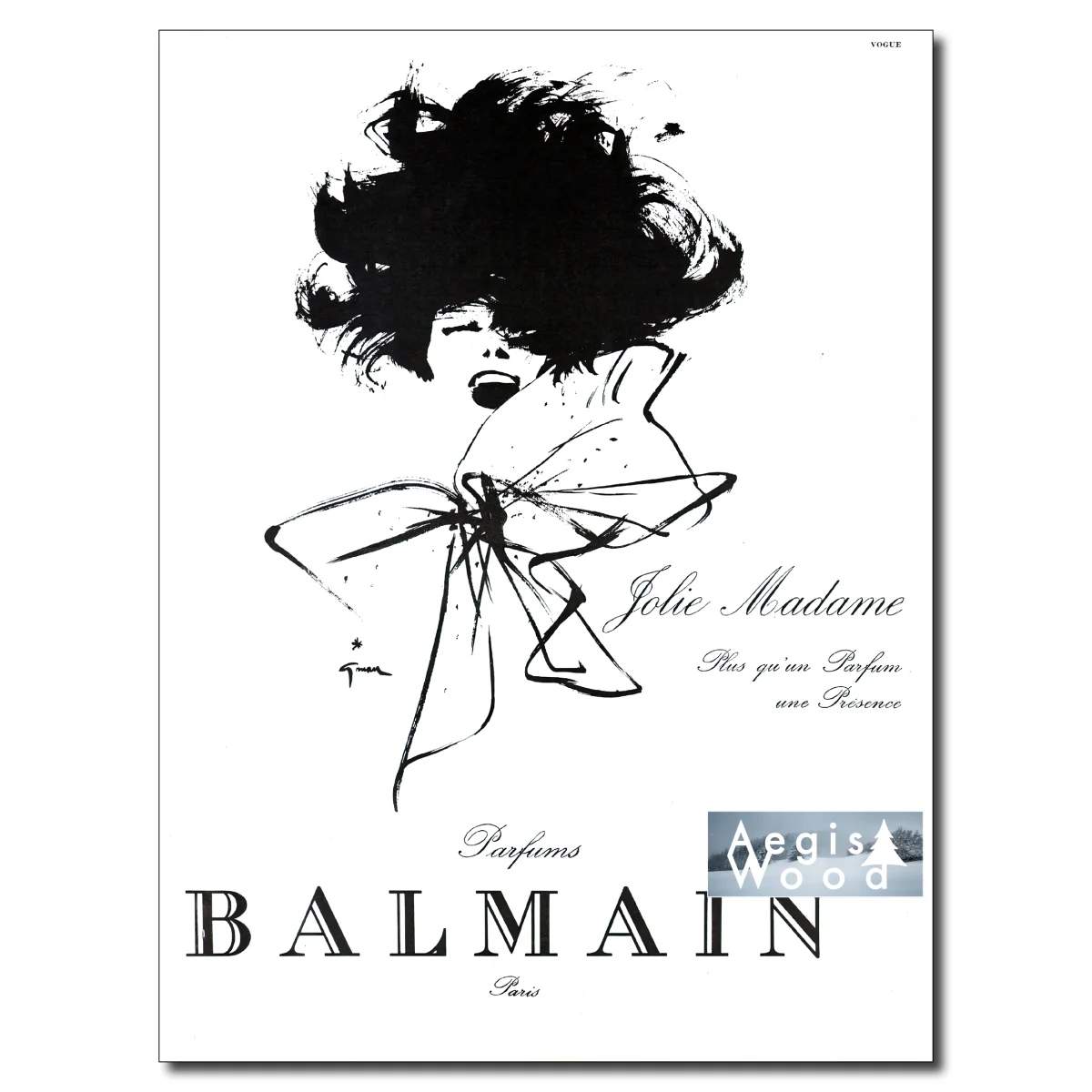 Affiche (reproduction) Publicité Vintage Parfum Balmain "Jolie Madame"
