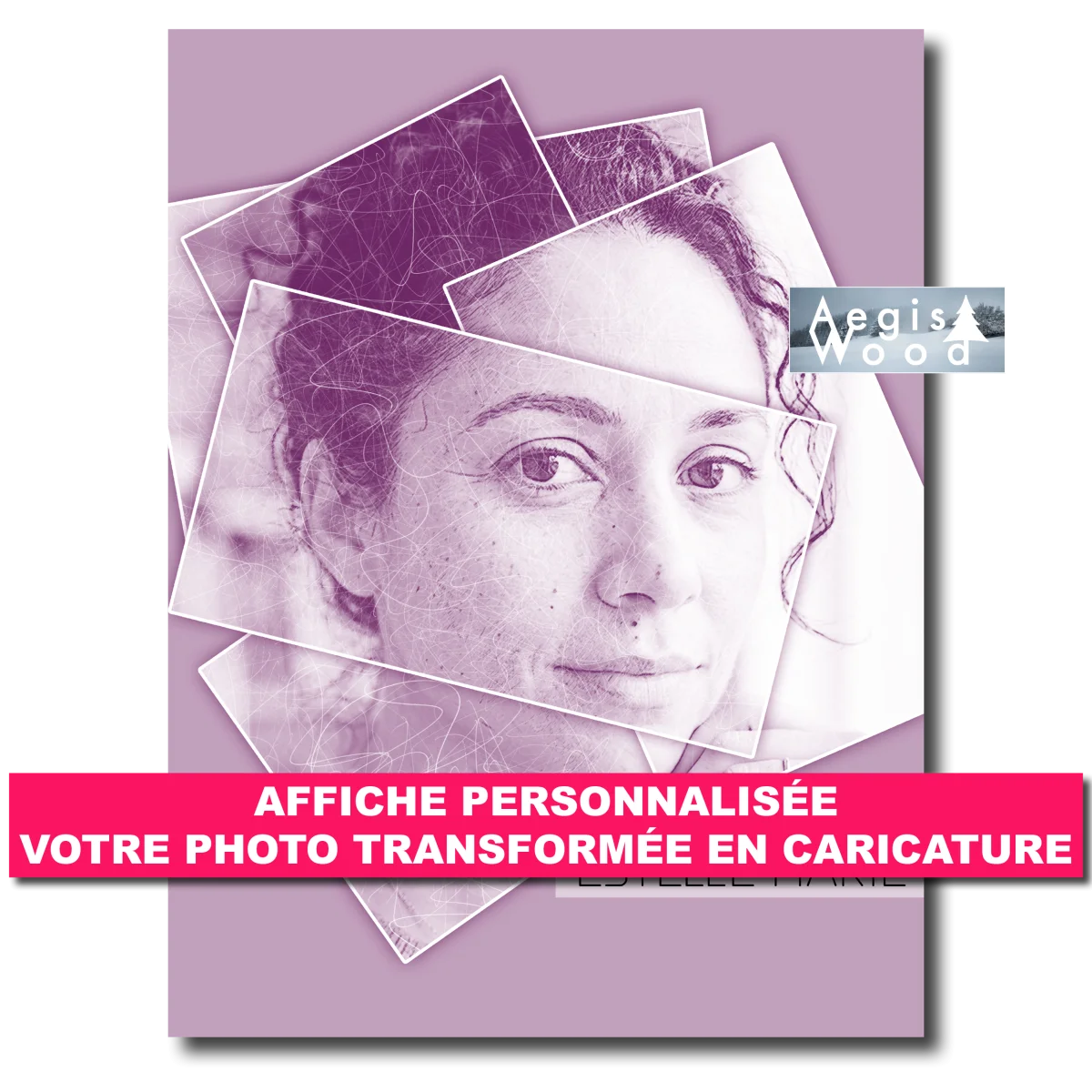 Affiche personnalisée d'après votre photo : style multi cadres — affiche murale en bois AegisWood