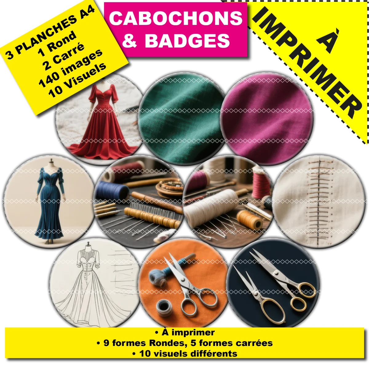 IMAGES POUR CABOCHONS & BADGES : Couture mode — affiche numérique AegisWood