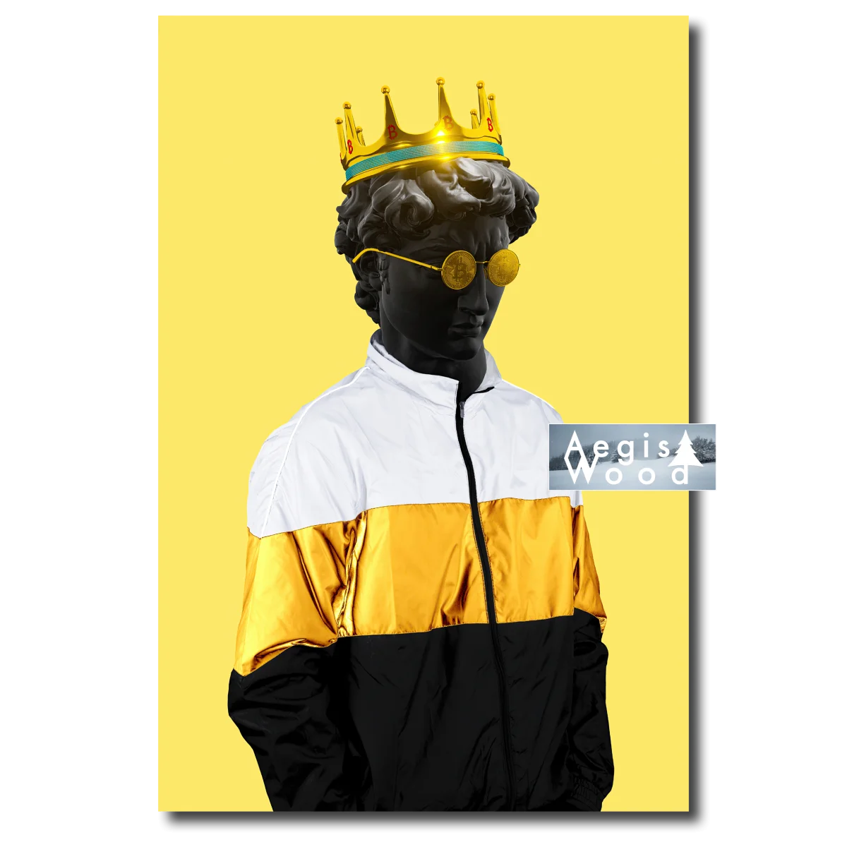 Affiche "David Bitcoin King" Buste Antique Streetwear — affiche murale en bois AegisWood