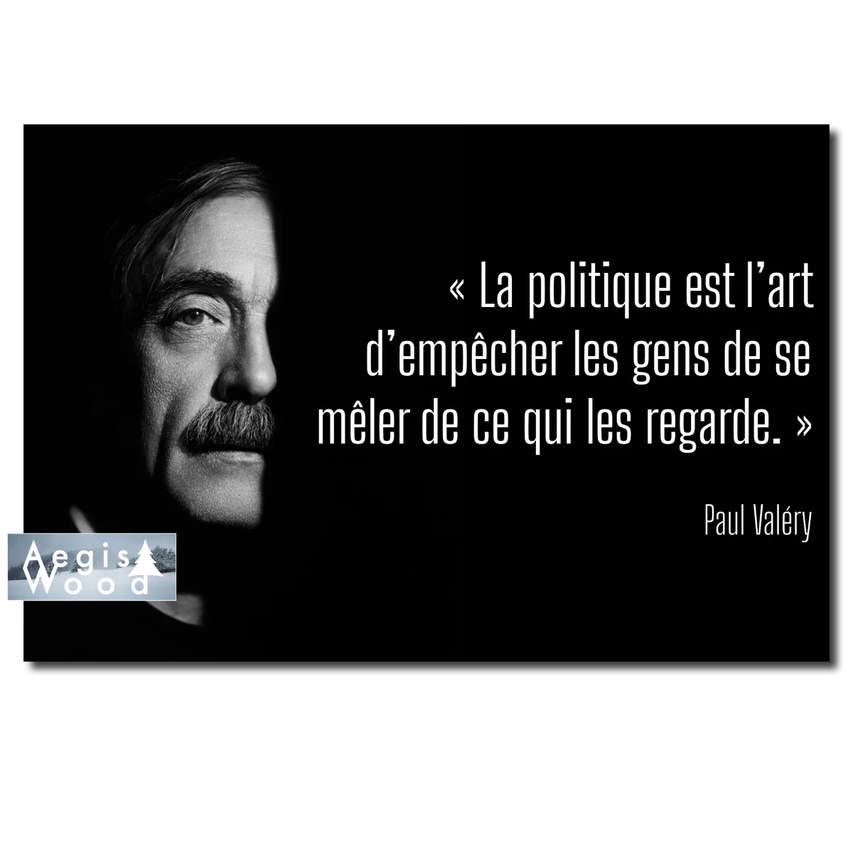 Affiche "Citation Paul Valéry" Portrait Noir et Blanc — affiche murale en bois AegisWood
