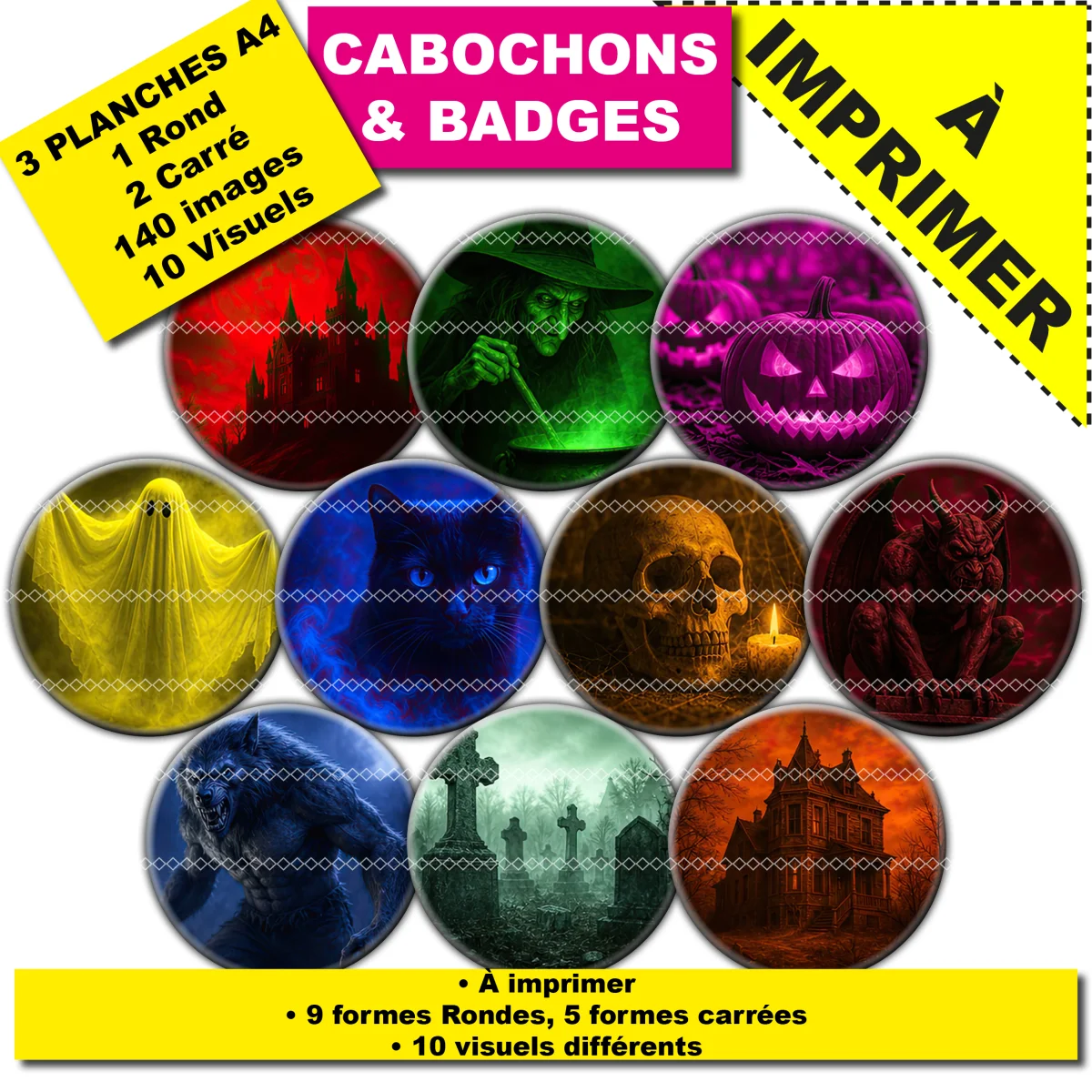 IMAGES POUR CABOCHONS & BADGES : Halloween — affiche numérique AegisWood